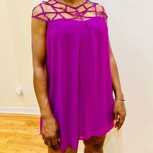 Caged Purple Mini Nice Rayon Dress